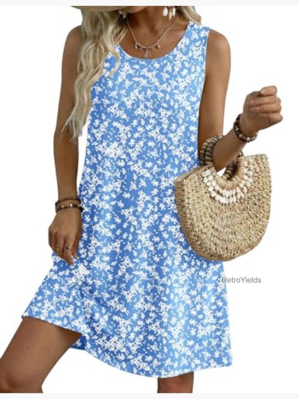Sleeveless Floral Sundress with Pockets Loose Tank Beach Dress - Picture 2 of 7
